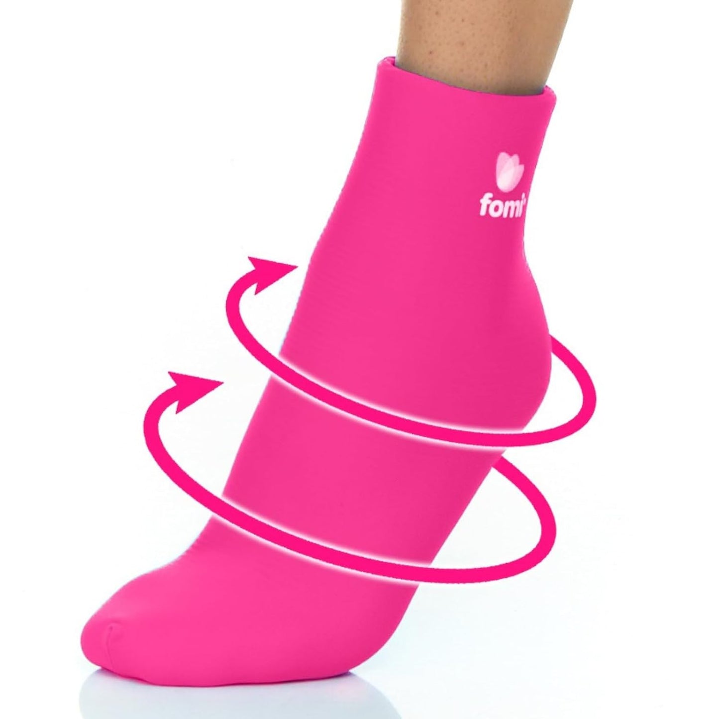FOMI Hot Cold Full Foot and Ankle Solid Gel Ice Pack | Premium Comfort 360 Degree Cooling Compression Wrap for Plantar Fasciitis, Heel Spurs, Achilles, Tendonitis, Sore Feet, Gout | One Size (Pink)