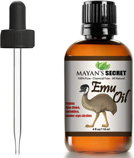 Mayan's Secret Pure Carrier and Essential oils for Skin Care, Hair, Body Moisturizer for Face-Anti Aging Skin Care (Emu Oil, 4oz)