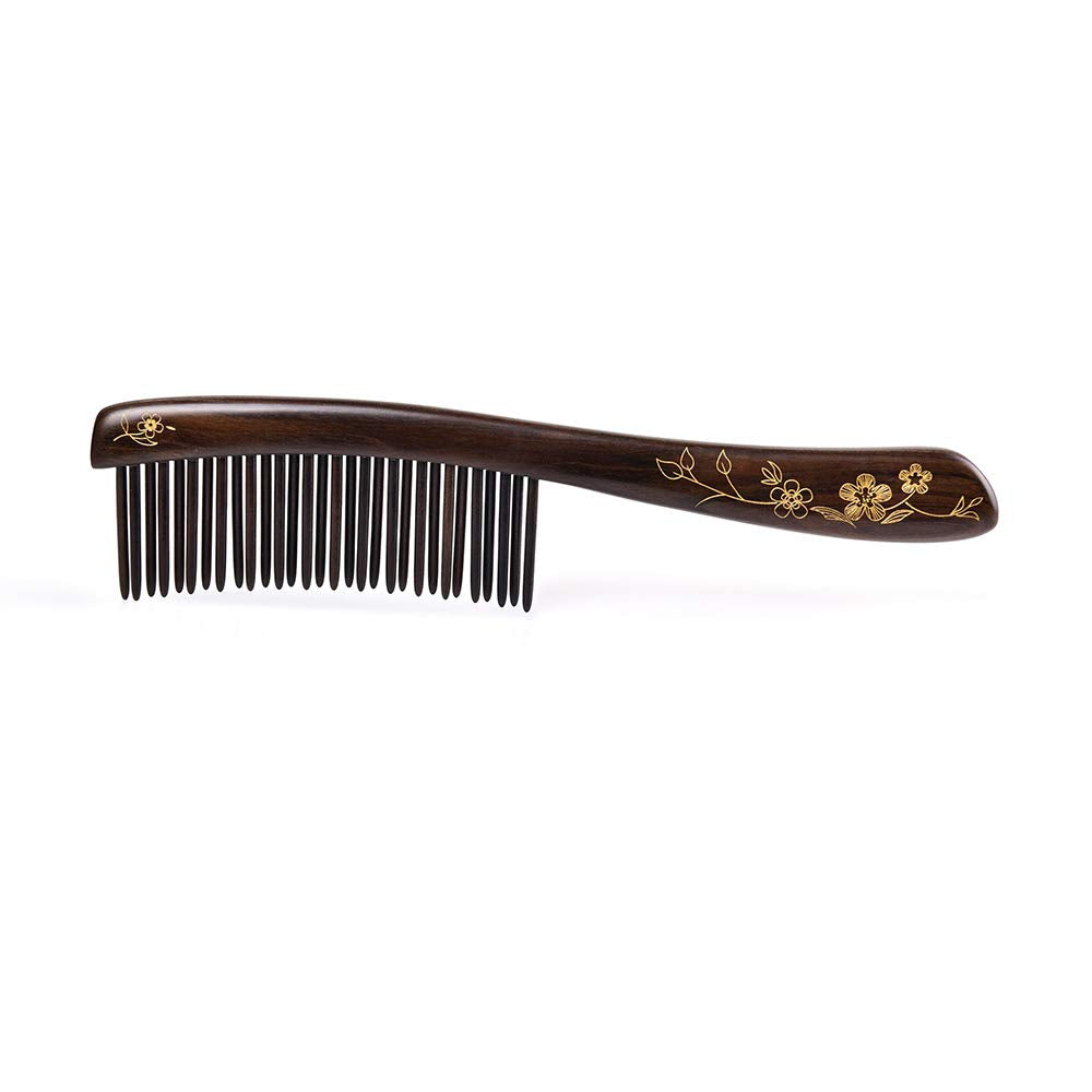TAN MUJIANG Wooden Hair Comb Wide-tooth Inserted Teeth for Women Curly Hair (CQCGB0101)