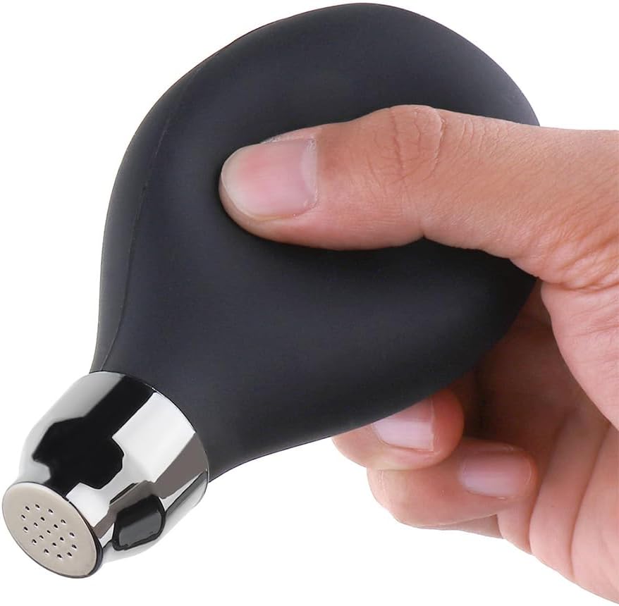 2 Pieces Barber Powder Spray Bottle, Powder Puff Bottle, Barber Powder Pump Dispenser, 3.38oz/100ml Refillable Hair Fiber Applicator Use for Dry Shampoo - Black