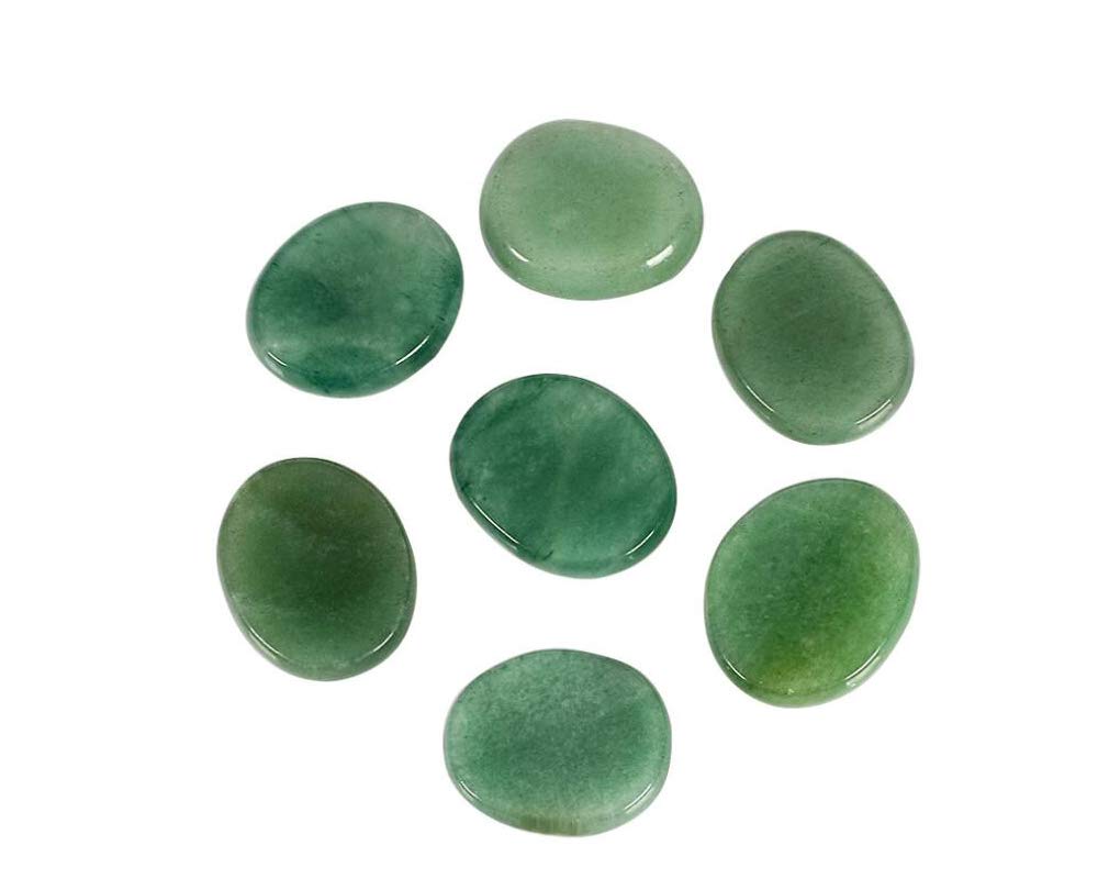 7 Pieces Natural Green Aventurine Massage Stones Set for professional or home spa (Green Aventurine)