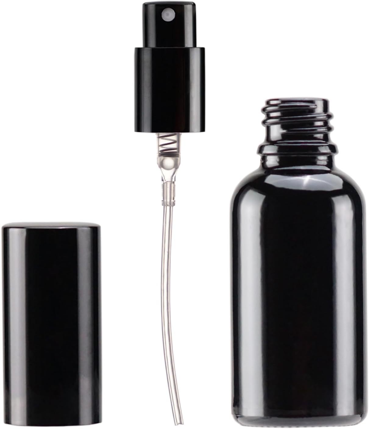 YIZHAO Black Glass Spray Bottles 1oz, with Small Fine Mist Spray, Metal Cap, Refillable for Essential Oil,Travel,Cleaning,Perfume,Aromatherapy,Makeup – 24 Pcs