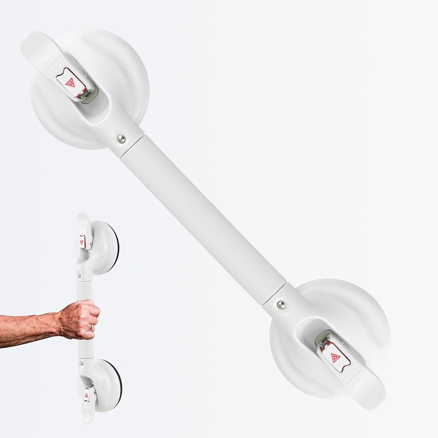 Shower Handle Upgraded 17 inch Grab Bar for Bathtub,Shower Handles with Strong Suction Cup Grab Bar,Bathroom Safety for Handicap Elderly Seniors and Disabled，White