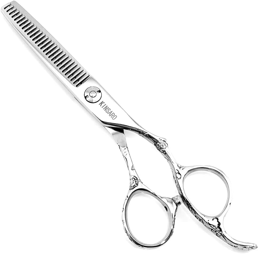 Hair Thinning Shears 5.5 Inch Thinning Scissors for Women Professional Barber Hair Thinning Scissors Barber Shears 28 Teeth Rose handle KINSARO for Hairdresser Barbershop or Home Use