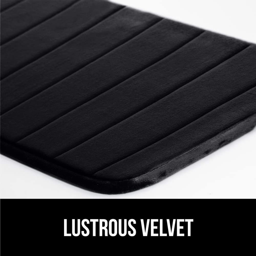 GORILLA GRIP Memory Foam Bath Mat, Soft Absorbent US Designed Bathroom Rug, Gripping Dots Machine Washable Bathmat, Cushioned Floor Mats, Shower Sink Rugs Room Décor Accessories, 30x20 Black