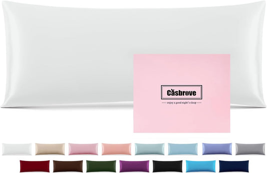 Silk Body Pillow Cover Pillow Pillowcase for Body Pillow Soft Pillow Covers Pillow Case Mulberry Silk Pillowcase for Sleep(White,20"X 54",1pc)