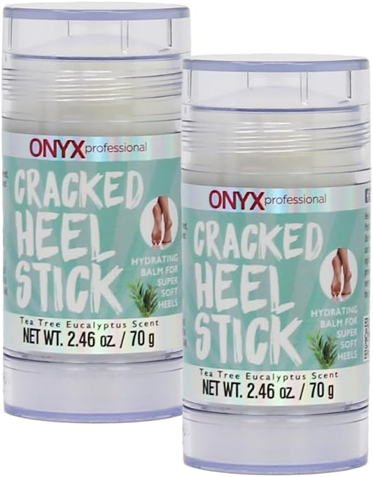 Onyx Professional Cracked Heel Repair Balm Stick, Tea Tree Eucalyptus Scent, 2 Pack - Dry Heels Dry Cracked Feet Treatment, Moisturizing Heel Balm Rolls On, No Mess Like Foot Cream or Foot Lotion