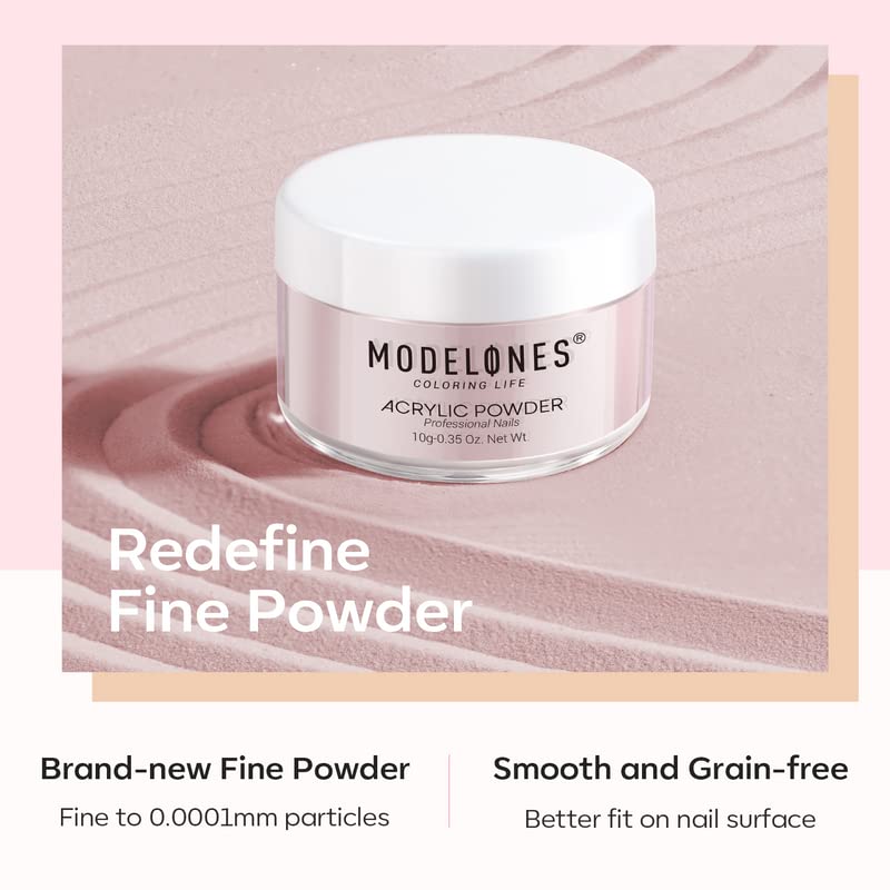 Modelones Acrylic Powder, 6 Colors Transparent Jelly Nude Nail Powder Milky White Pink Nude for Nail Art 3D Nail Carving French Nail Extension, Gifts for Women