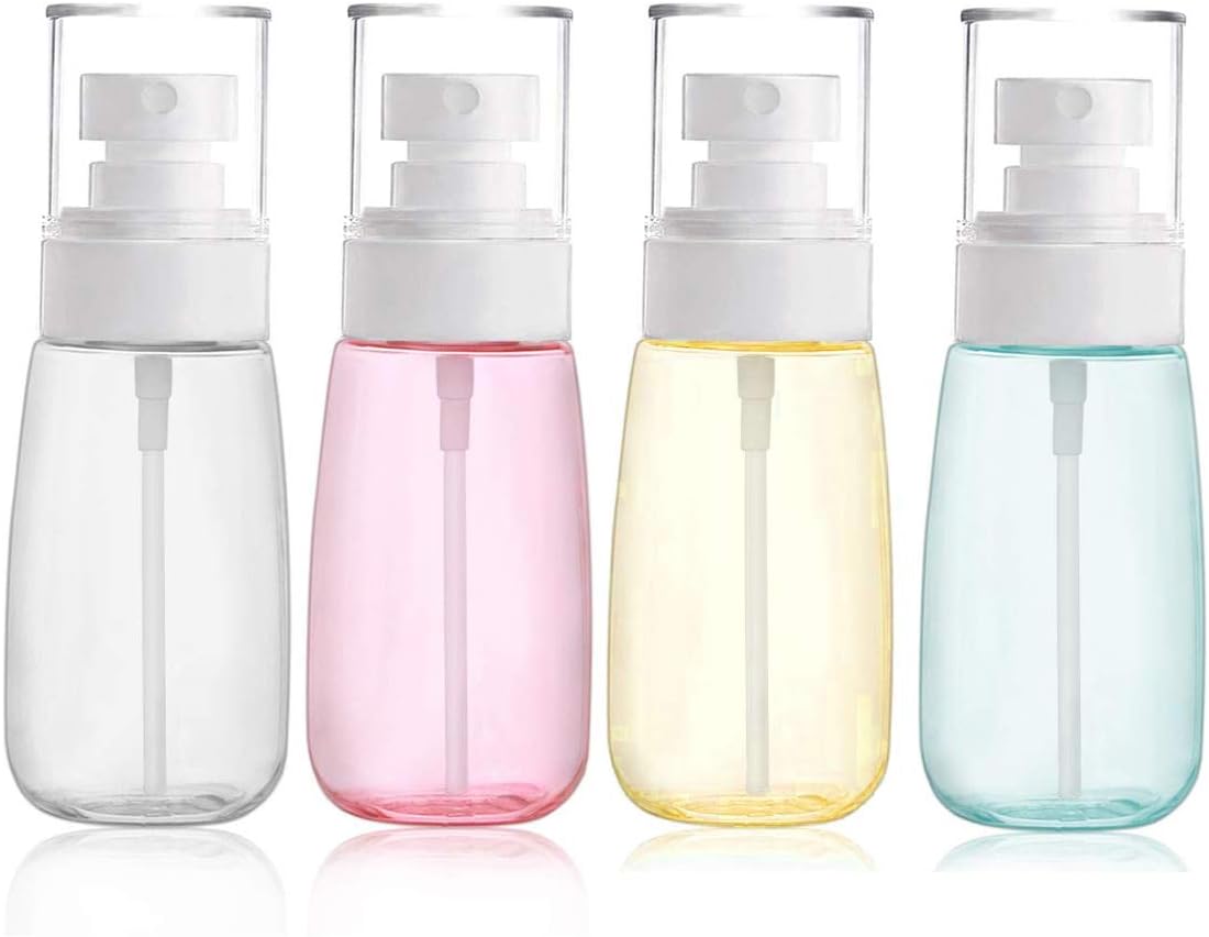 Refillable Cosmetic Spray Bottles for Fine Mist Plastic Empty Clear Refillable Travel Container Essences Rose Water Mister (3.4 Ounce,100ml)