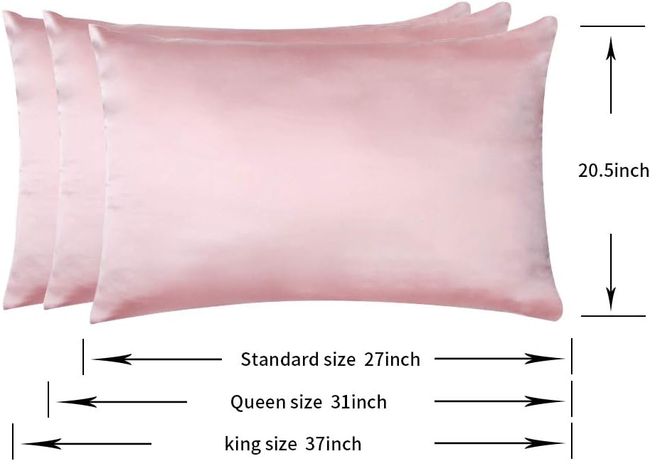 100% Mulberry Silk Pillowcases Set of 2 for Hair and Skin and Super Soft and Breathable Queen Size Nature Silk Pillowcases (Queen, Pink)