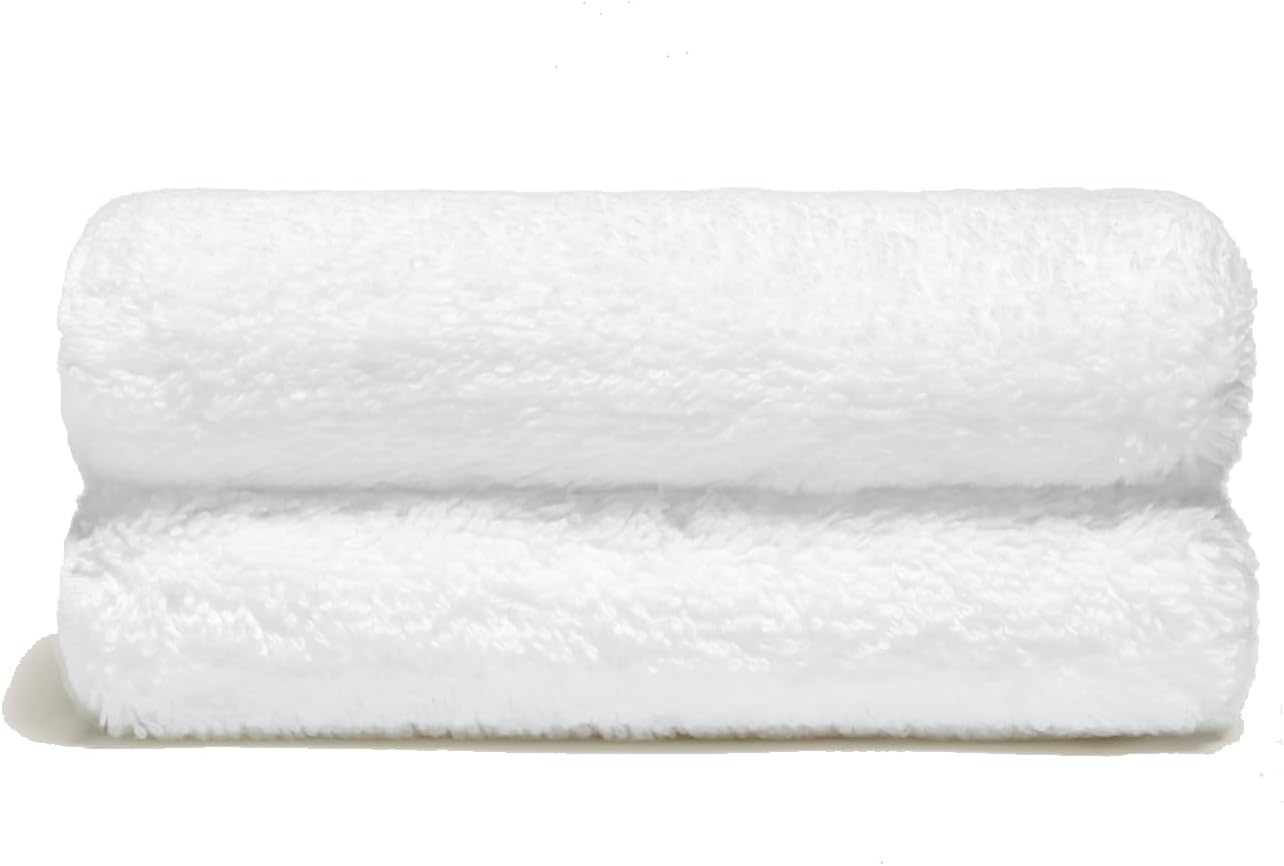Italic Ultraplush Australian Cotton Washcloths - Set of 2 Luxury Plush Face Wash Cloths, Soft and Absorbent 800 GSM 100% Cotton Washcloth for Bathroom, Spa, Gym, Face and Body (White)