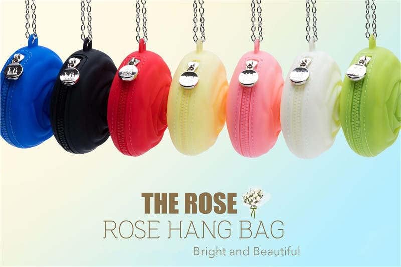 Menstrual Period Cup Case Storage Bag | Rose Design + Silicon Material | Easy to carry, clean, and use | Metal Chain attached | Multi-use for small items (Cup not included) Green