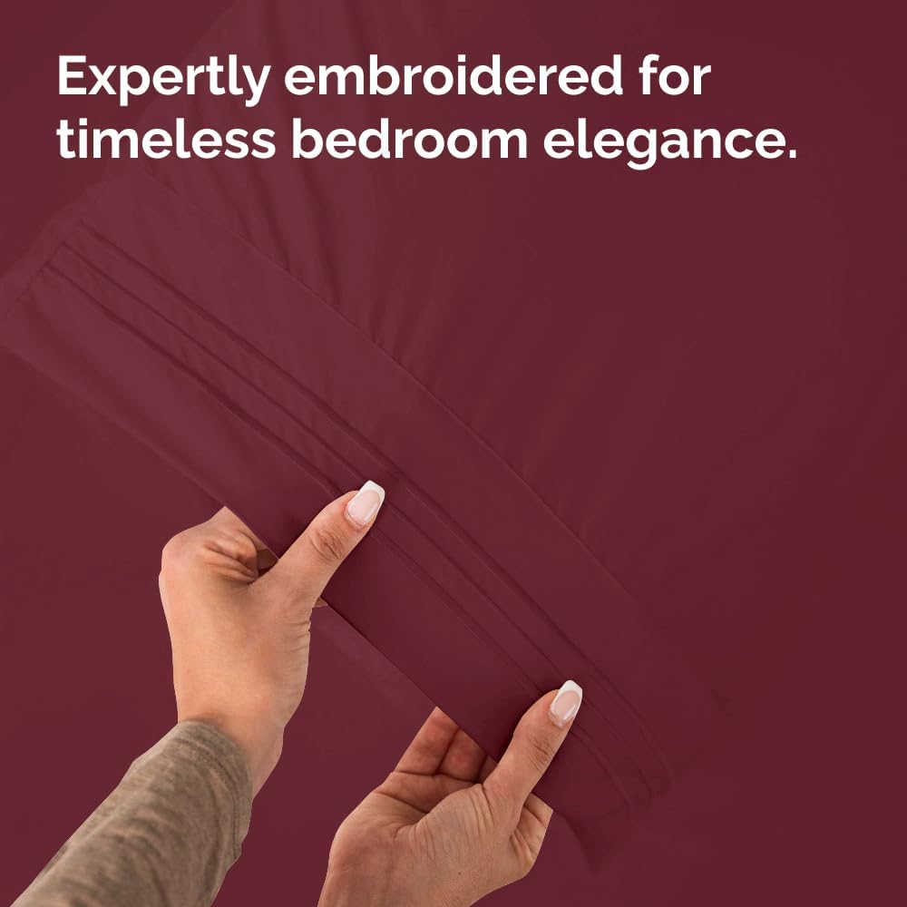 King Pillow Cases Set of 4 - Ultra Soft Hotel Quality Pillowcase Covers - Comfy, Cozy & Wrinkle Free - Shrinkage, Stain and Fade Resistant - Machine Washable Pillow Protectors - 4 Piece Set - Burgundy