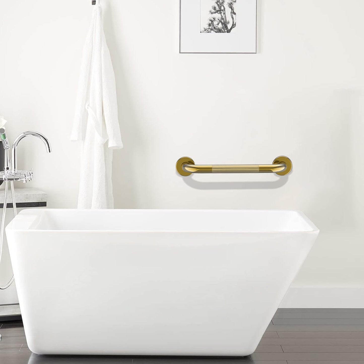 Gold Shower Grab Bar w/Anti-Slip Knurled Grip 20 Inch, Zepolu Wall Mounted Stainless Steel Bath Grab Bar,Safety Balanced Handrail, Handicap Injury Elderly Senior Assist Support Textured Handle