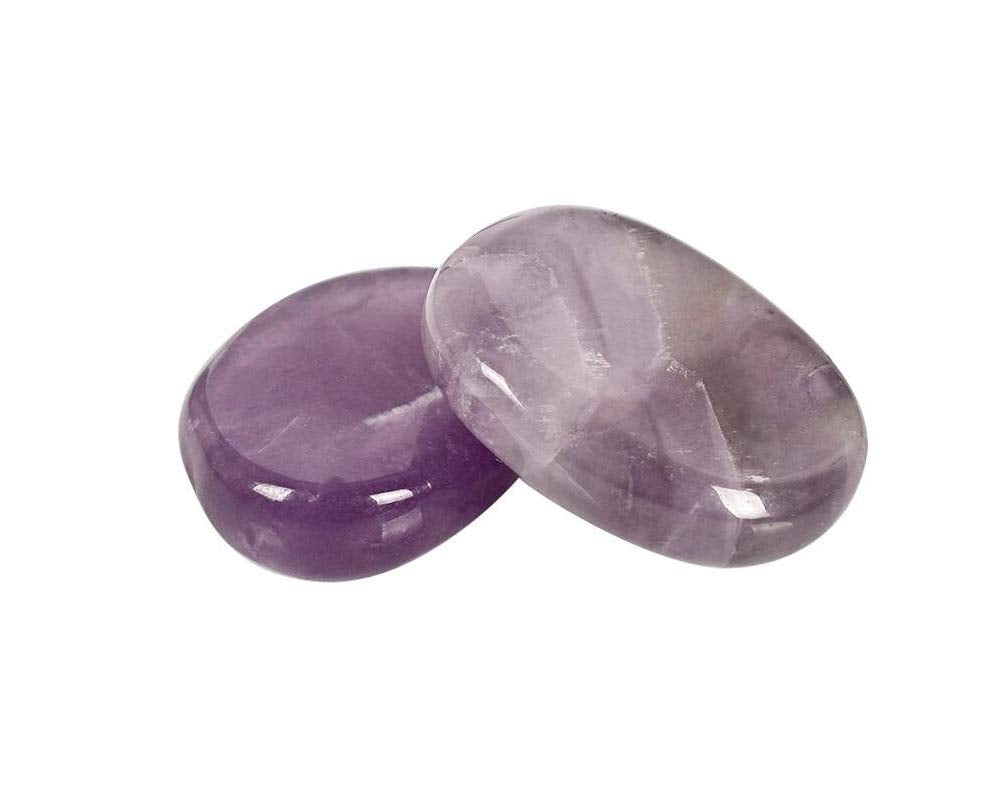 7 Pieces Natural Amethyst Healing Crystal Massage Stones Set for Professional or Home Spa, Smooth and Natural Massage Stones (Amethyst)