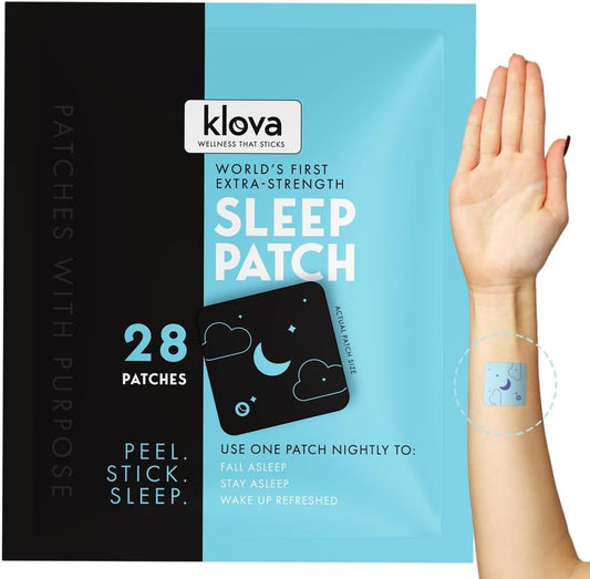 Klova Extra Strength Sleep Patches for Adults | Natural Sleep Aid with 6mg Melatonin, Valerian & L-Theanine | Non-Habit-Forming Deep Sleep Support for Men & Women | 28 Patches