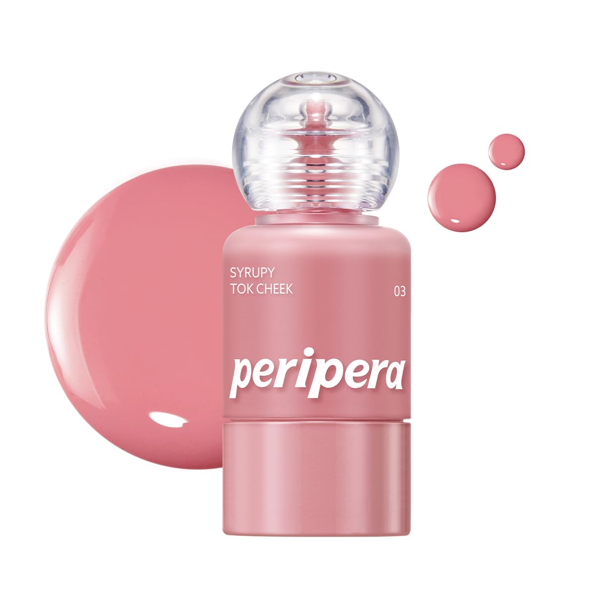 PERIPERA SYRUPY TOK CHEEK 5 Colors, Liquid Blush, Dewy Finish and Hydrates All day, Soft Velvet Texture Face Cheek Tint (03 FRIENDSHIP MAUVE, One Size)