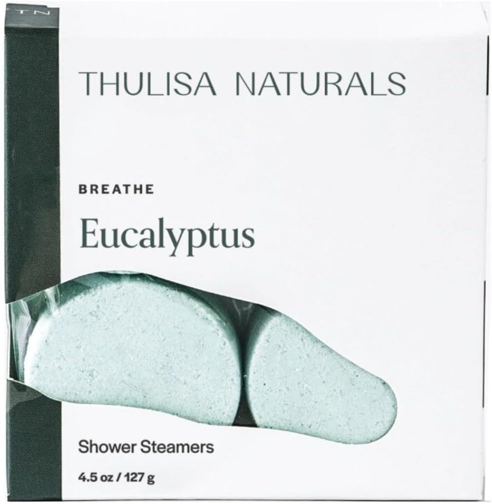 Thulisa Naturals Eucalyptus Shower Steamers Aromatherapy | Organic Shower Bombs with Essential Oils | Self Care Christmas Birthday & Spa Gifts for Women & Men | Stocking Stuffers | 4 Pack