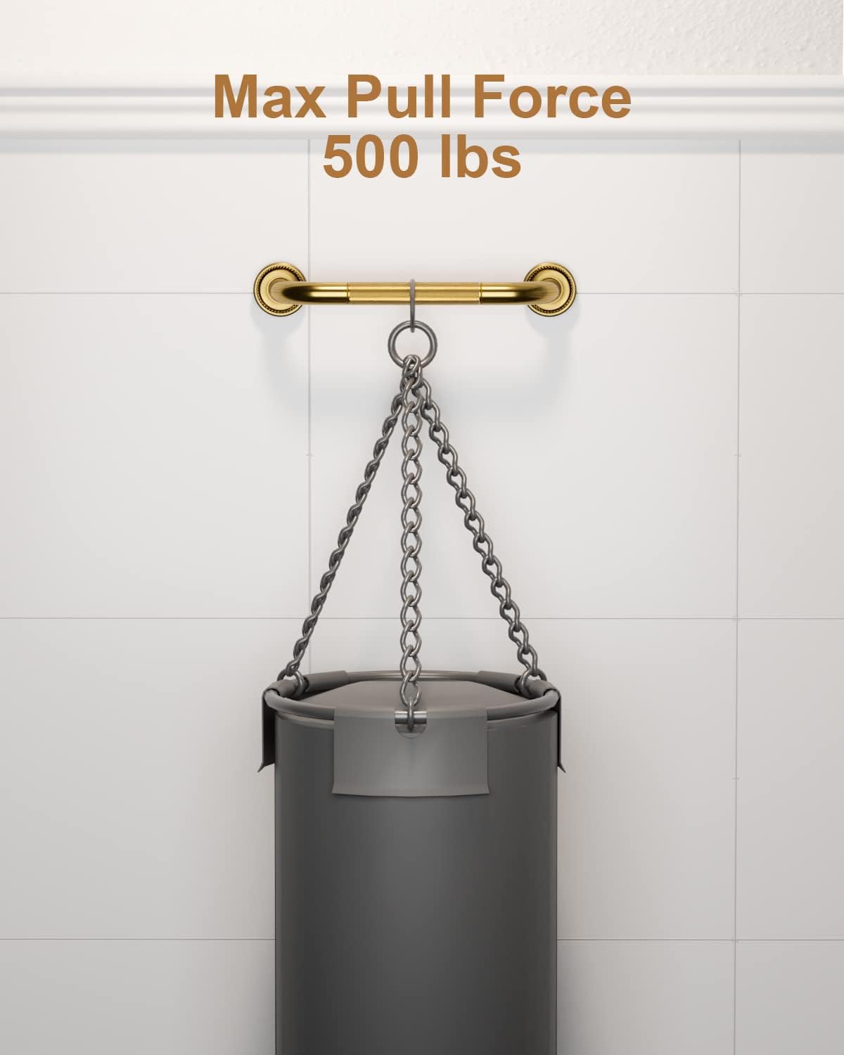 12 Inch Bronze Shower Grab Bar Gold, Munzong Antique Brass Bathroom Grab Bar w/Anti-Slip Knurled Grip, Bathroom Balance Bar, Safety Bath Handrail Support, Handicap Injury Elderly Senior Assist Handle