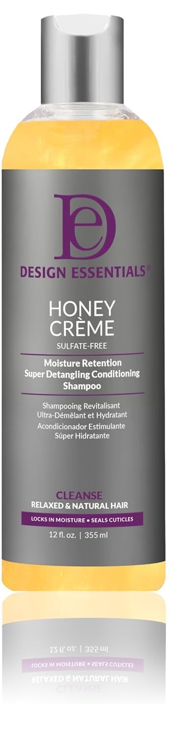 Design Essentials Honey Creme Moisture Retention Super Detangling Conditioning Shampoo, Sulfate Free for Moisturizing and Strengthening Hair, 12 Fl Oz (Pack of 1)