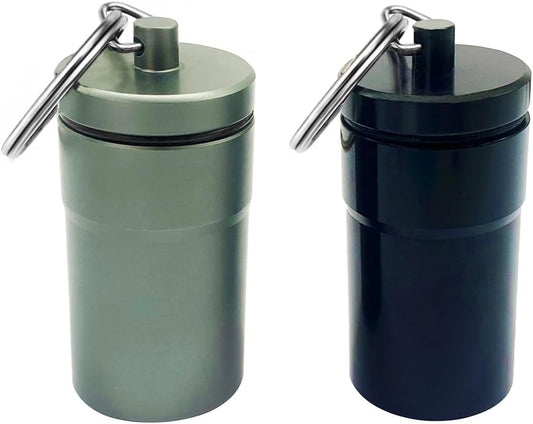 2 Packs 100 Tablets Nitro Bottle Holder, EFFIET Waterproof Metal Pill Bottle Container Capsule Match Container for Geocaching Quarters Cash Hider Storage Tubes/Fishing/Garden/Yard Hiding