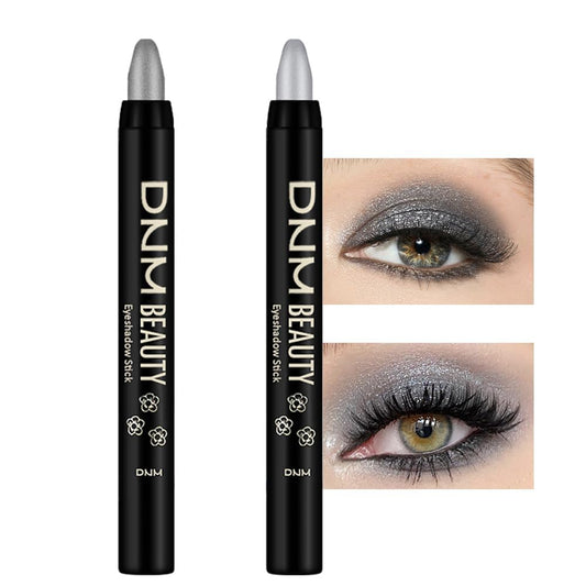evpct 2Pcs Cream Eyeshadow Sticks Set for Eyes Dazzling Grey & Silver Shimmer Eye Crayon Shadow Brightener Stick Pencil Pen Bulk sombras en crema para ojos 02+16