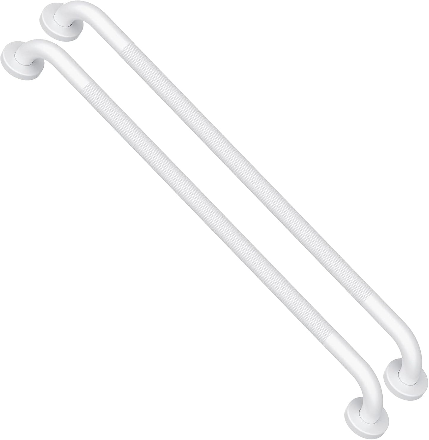 2 Pack White Grab Bars 32 Inch, 1.25" Diameter Anti Slip Bathroom Grab Bar w/Knurled Grip, Handicap Grab Bar for Wall, Shower Handle Safety Handrail for Senior
