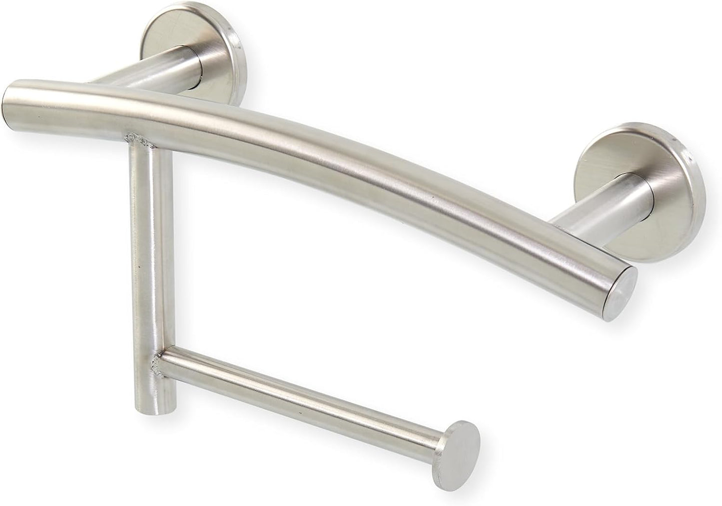 Grab Bar Mega Roll Toilet Paper Holder | ADA Compliant Shower Bar Made of 304 Stainless Steel | Grab Bars for Bathtubs and Showers (Stainless Steel)