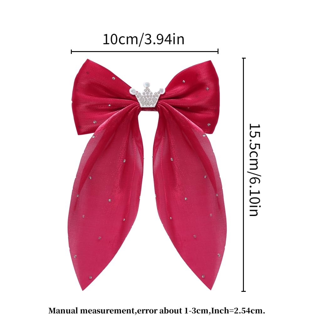 Elegant Hair Bow Set Sweet Styles with Crystal and Pearl Accents Fashion Hair Clips for Girls (Brown/Burgundy/Navy Blue1)