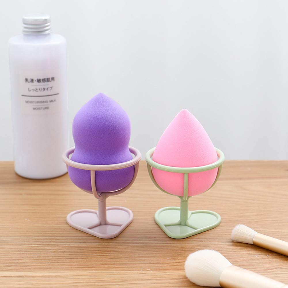 2Pcs (Purple+Blue) Makeup Sponge Puff Display Stand Beauty Egg Storage Rack, Sponge Drying Rack Stand Holder Egg Powder Puff Drying Shelf, Makeup Blenders and Sponges