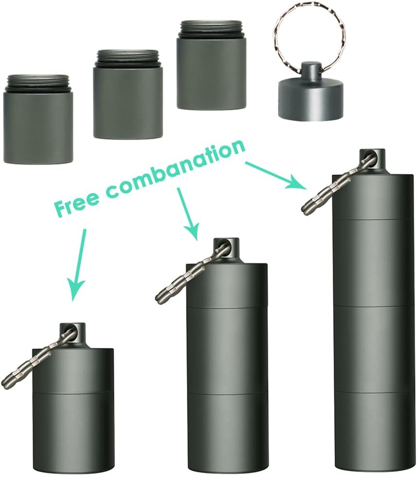 Portable Keychain Pill Case Holder, EFFIET 3 Compartments Metal Pocket Emergency Pill Container Box for Daily Supplyment (Rose Red)