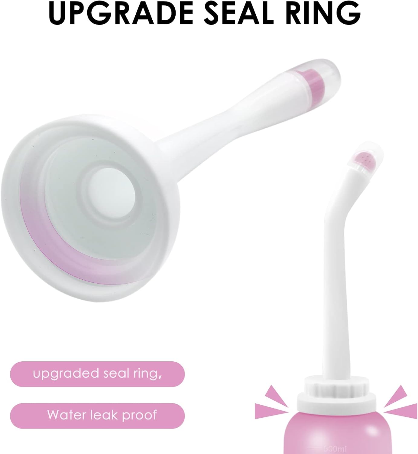 RUFCRIL Peri Bottle, Portable Travel Bidet with Carry Bag, TPE Material Can Be Boiled, 500ml Capacity with 2 Sealing Ring,Essentials for Postpartum Perineal Care, New Baby (Pack of 2)