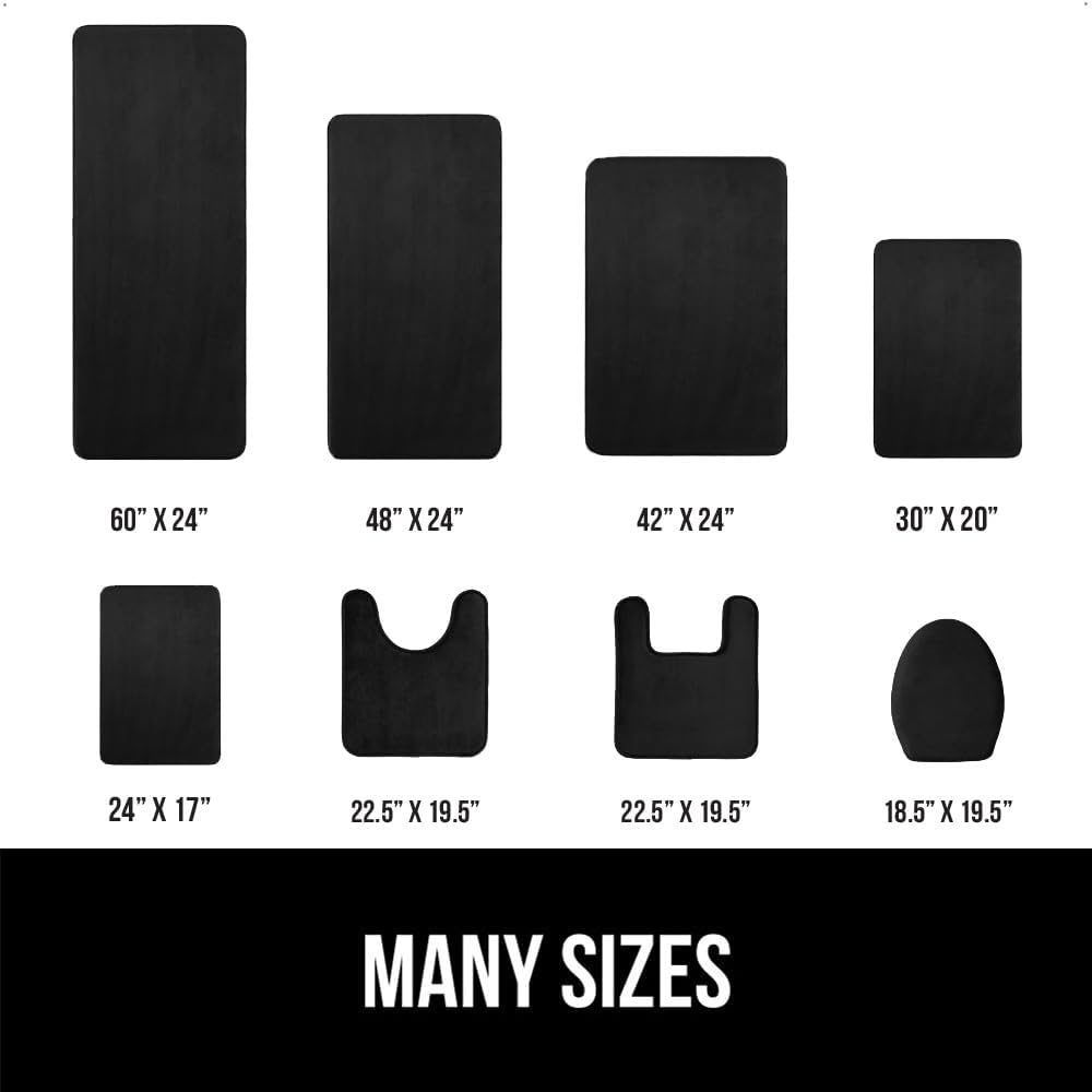 GORILLA GRIP Memory Foam Bath Mat, Soft Absorbent Velvet Bathroom Mats, Durable Dots on Underside, Machine Washable Bathmat, Carpet Rug Room Decor for Shower Tub Floor RV, 30x20 Rugs, Black