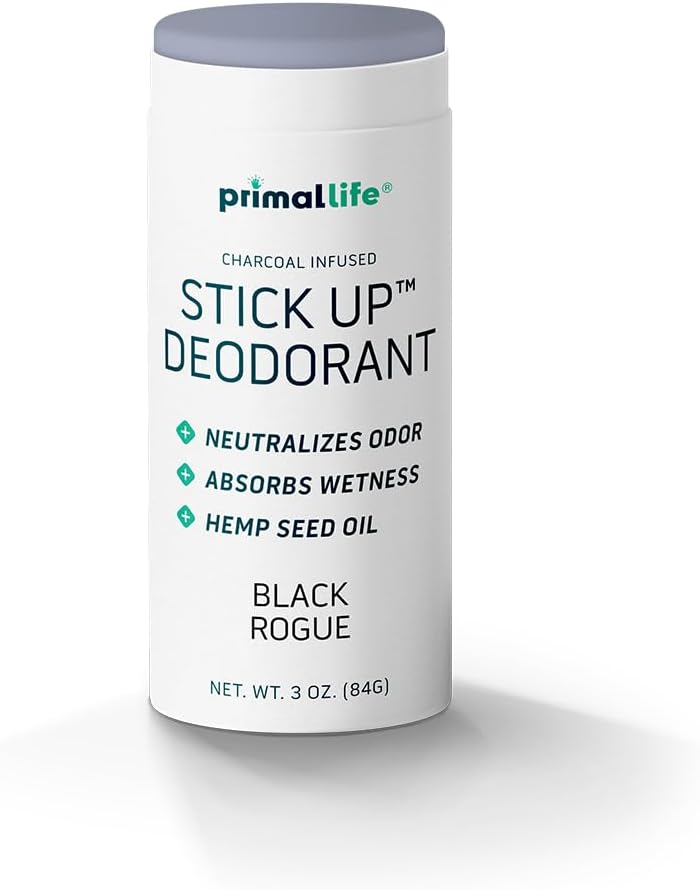 Stick Up Natural Deodorant for Women and Men with Bentonite Clay Powder, Arrowroot, Magnesium, Zinc, 3 oz. Vegan Deodorant for 3-4 months, Black Rogue - Primal Life Organics