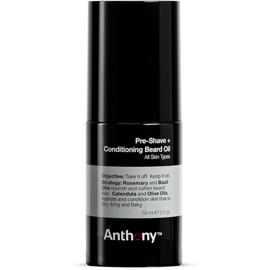 Anthony Pre-Shave and Conditioning Beard Oil, 2 Fl Oz, Contains Rosemary, Basil, Olive and Calendula Oils, Hydrates, Softens, Nourishes, and Conditions Skin