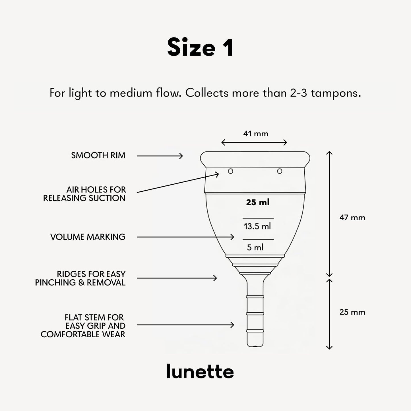 Lunette Menstrual Cup – Best Reusable Period Cup – Wear for 12 Hours and Reuse up to 10 Years, Clear Size 1 for Light to Moderate Flow