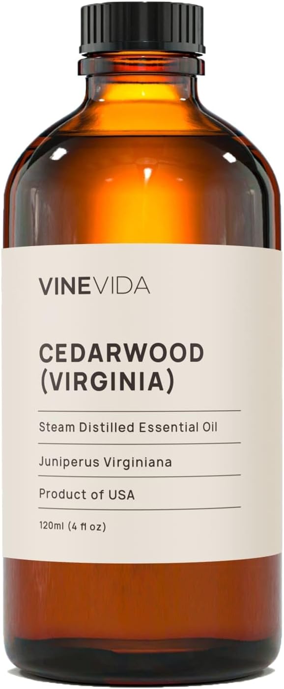VINEVIDA Cedarwood Virginia Essential Oil 4 oz - Undiluted Oil - DIY Candle Scents - Bulk Oil