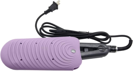 Heat Resistant Silicone Mat Pouch for Hair Styling Tools, Curling and Flat Irons Non-Slip Travel Cover, Small Portable Straightener Pad for Curler Wands Storage, Hot Waver (Purple)