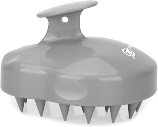 FREATECH Massager Shampoo Brush with Soft Silicone Bristles for Scalp Care, Shower Hair Scalp Scrubber Exfoliator for Dandruff Removal and Hair Growth, Wet & Dry for Men, Women and Kids, Grey