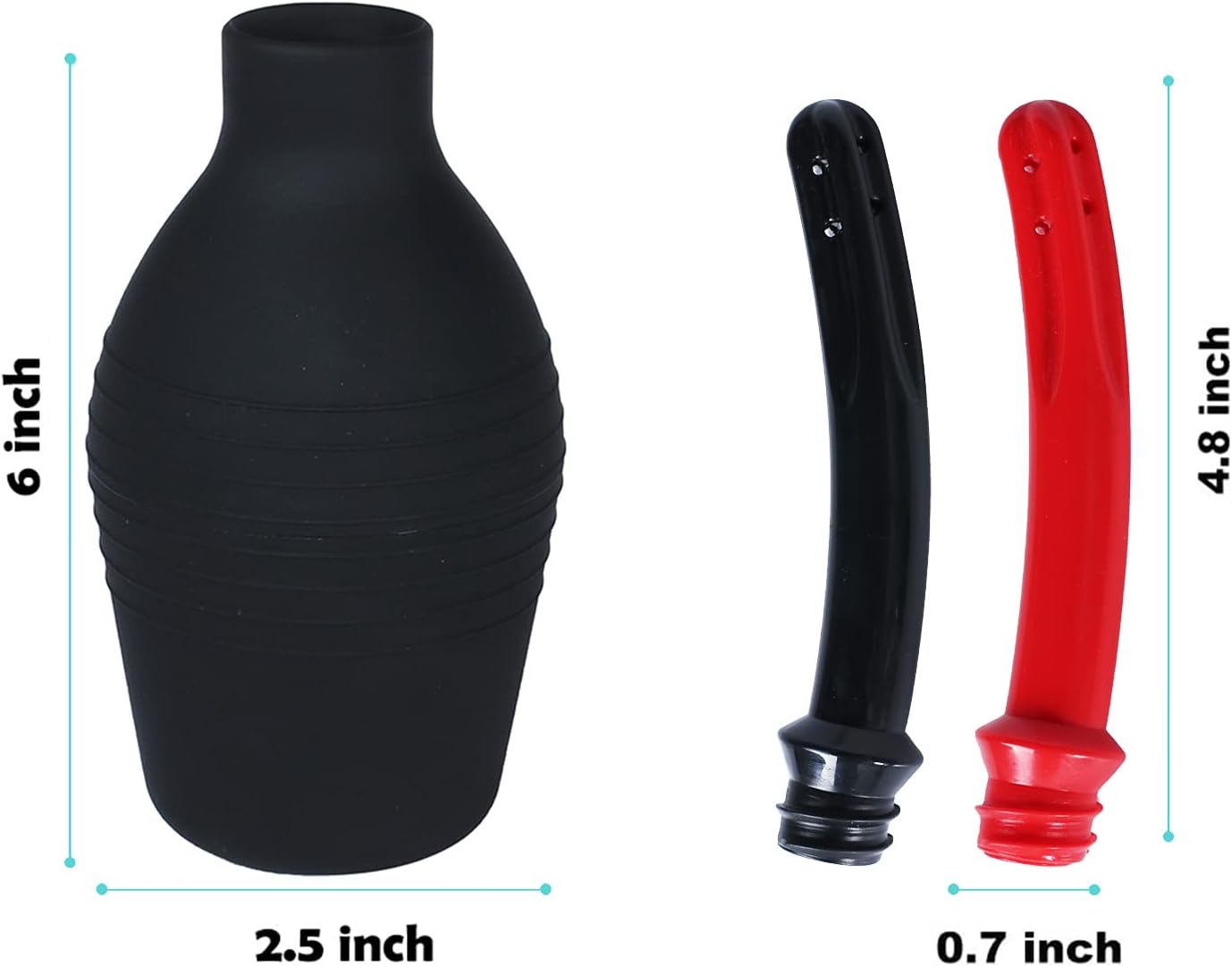 Abyclean Anal Douche Enema Bulb Vaginal Douche Enema Cleaner for Women’s or Man’s Health with 2 Nozzles (500ml Black)