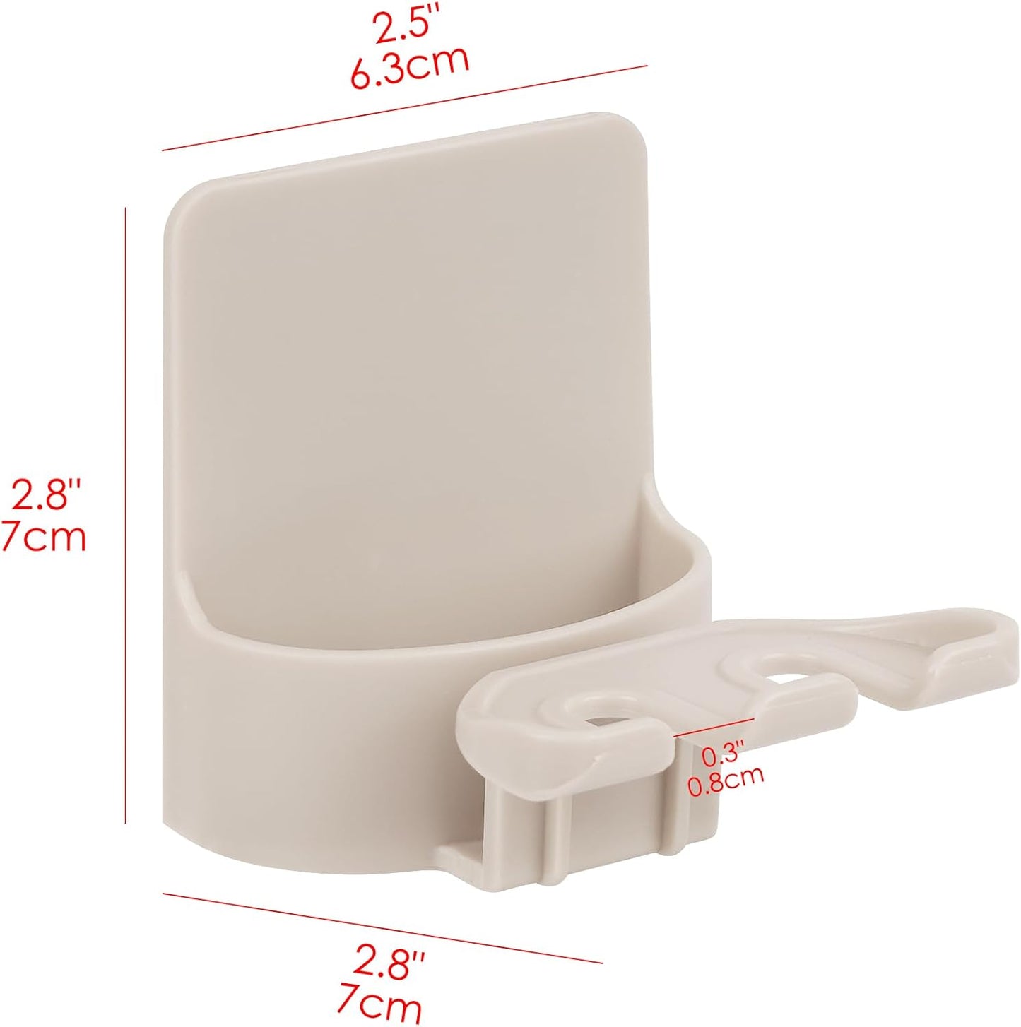 2 PCS Self-Adhesive Toothbrush Holders Wall Mounted, Water Proof Toothbrush Hook, 3 in 1 with Toothbrush Hanger Toothpaste Holder and Gargle Cup Holder for Bathroom Shower (Beige)