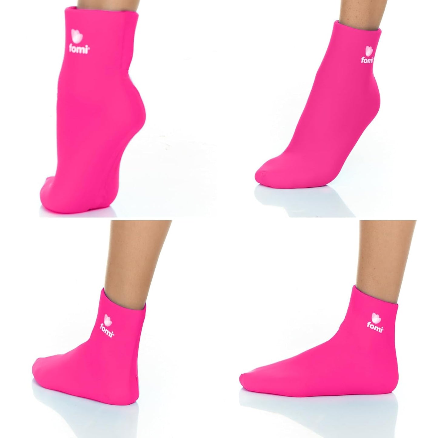 FOMI Hot Cold Full Foot and Ankle Solid Gel Ice Pack | Premium Comfort 360 Degree Cooling Compression Wrap for Plantar Fasciitis, Heel Spurs, Achilles, Tendonitis, Sore Feet, Gout | One Size (Pink)