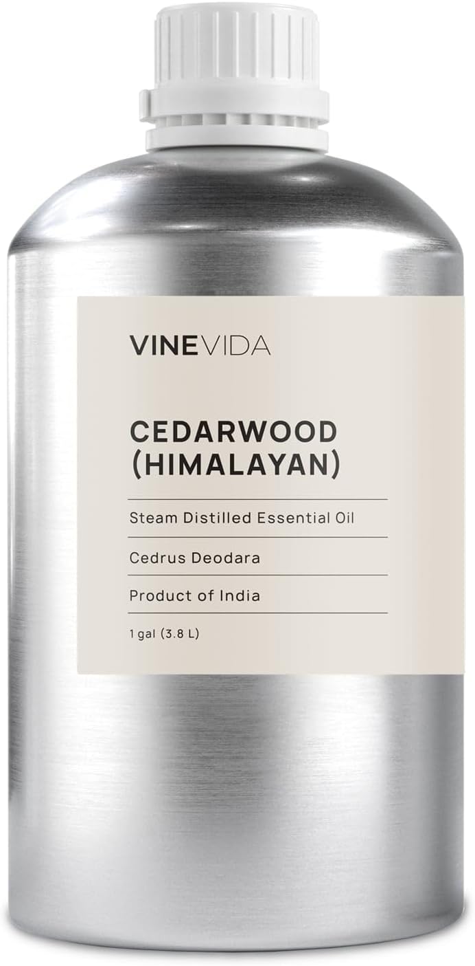 VINEVIDA Cedarwood Himalayan Essential Oil - Gallon Cedarwood Oil Undiluted - Bulk Gallon Essential Oil for Soap Making Safe for Skin - DIY Candle Scents for Candlemaking Scents - 8 lbs Cedarwood Oil