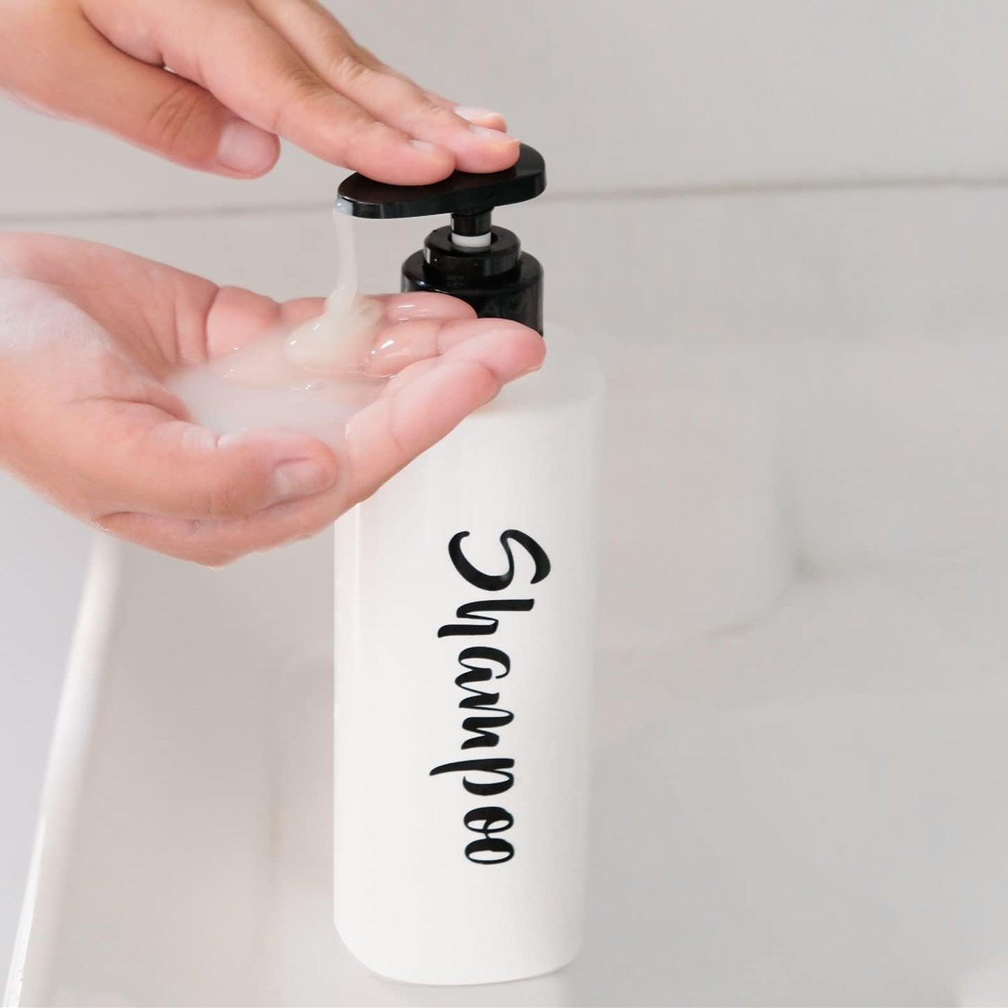 16.9oz Shampoo and Conditioner Dispenser Set of 3-Printed Shower Soap Dispenser Plastic Shampoo Bottles Refillable with Pump - Shampoo Conditioner Body Wash Dispenser for Bathroom Shower Wall