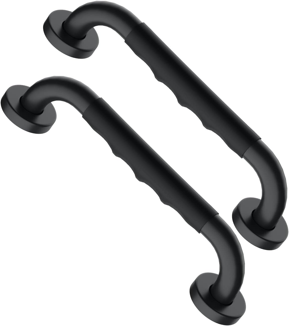 12 Inch Black Shower Grab Bar w/Anti Slip Rubber Grip, Munzong 2 Pack Stainless Steel Bathroom Grab Bar, Bathroom Balance Bar,Safety Handrail Support,Handicap Injury Elderly Senior Assist Bath Handle