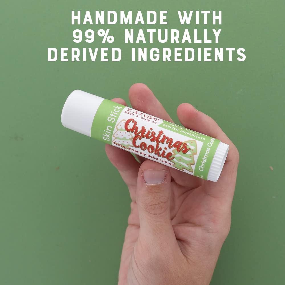 Rinse Bath & Body Christmas Cookie Solid Lotion Stick - Natural Lotion w/Shea and Cocoa Butter | No Mess Travel Lotion w/Beeswax, Apricot & Refined Avocado Oil | Vegan | Handmade |.5oz