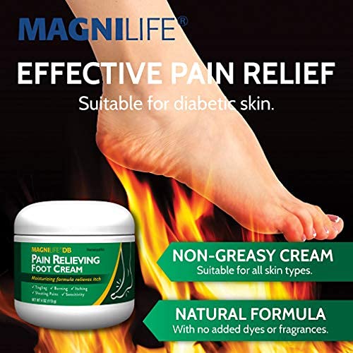 MagniLife DB Pain Relieving Foot Cream, Calming Relief for Burning, Tingling, Shooting & Stabbing Foot Pain, Moisturizing Foot Cream Suitable for Diabetic and Sensitive Skin - 2 Packs of 4 oz