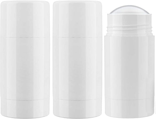 Tekson 2.5oz Empty Refillable Deodorant Containers, 3PCS Twist-UP Containers Tubes, Empty Balm Travel for Lotion Stick(White)