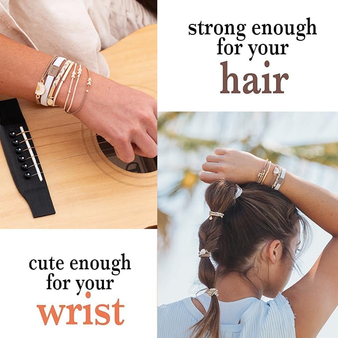 K'lani Hair Tie Bracelets for Women - Elastic Hair Bands That Double as Stylish Jewelry - Rise - Medium