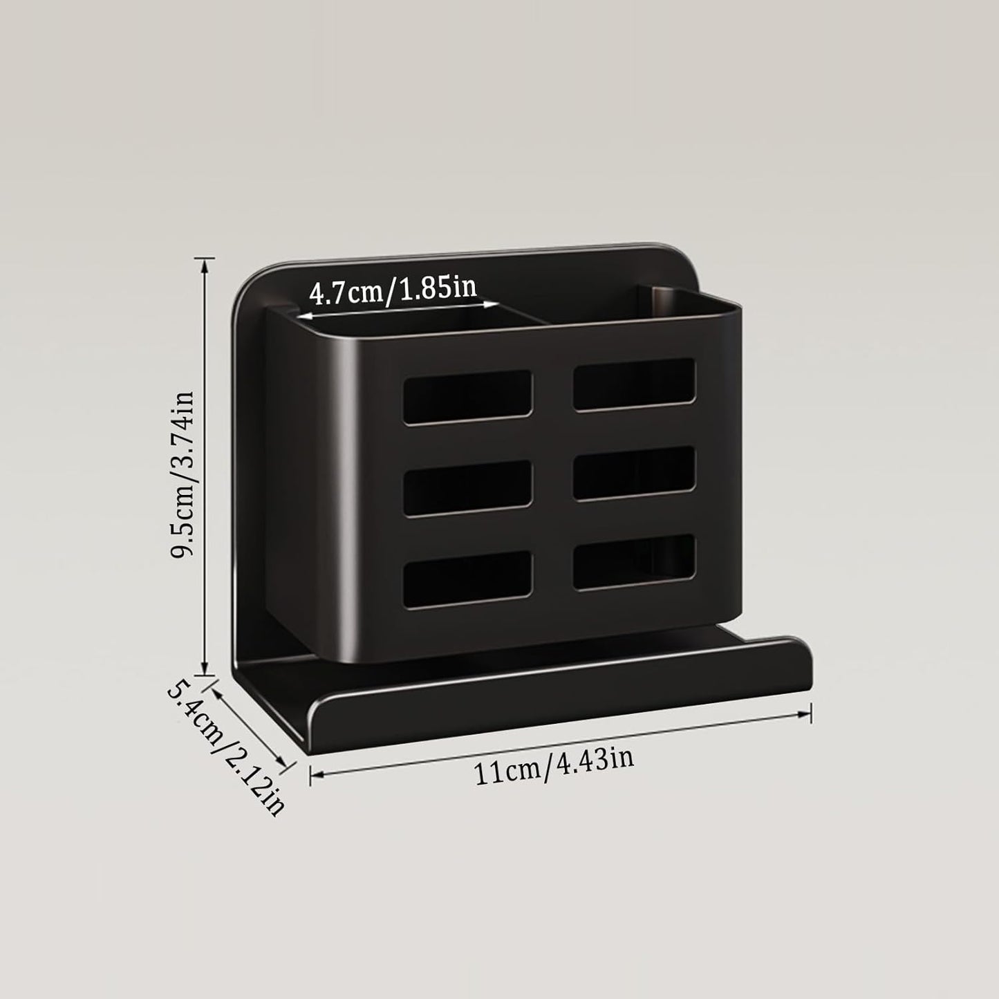 Black Wall-Mounted Toothbrush Holder, Aluminum Material Shower Shaver Storage Rack, No Drilling Required, Removable Toothpaste Storage Rack